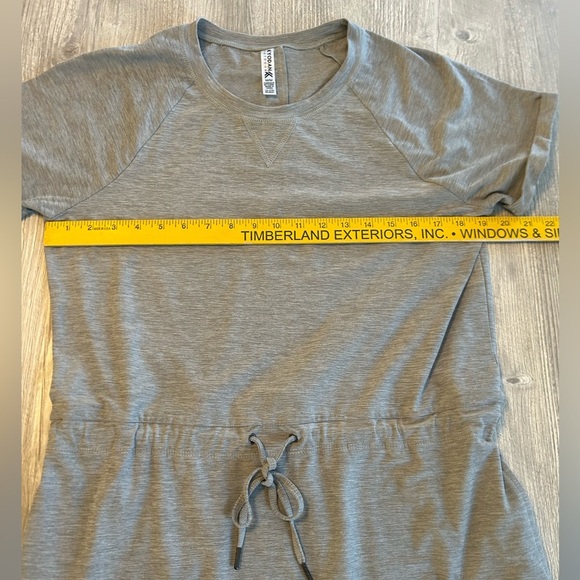 Kyodan Outdoor Eden T-Shirt Dress Gray Medium Drawstring At Waist Cuffed Sleeves - Picture 11 of 12
